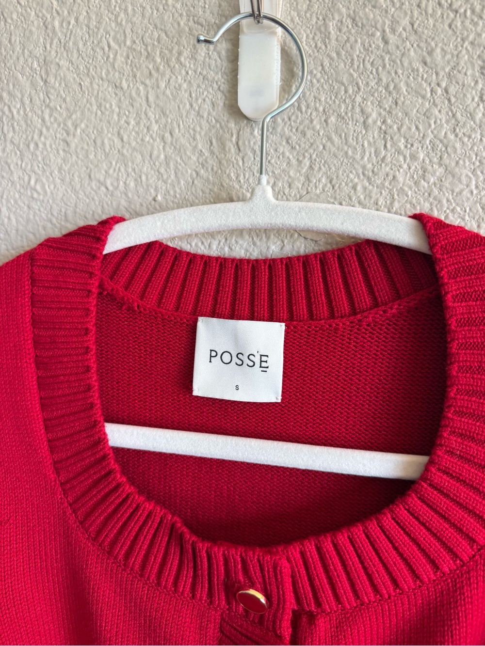 Posse Sabrina Long Sleeve Cardigan in Ruby Red Size Small Knit Sweater Chic - Picture 4 of 8